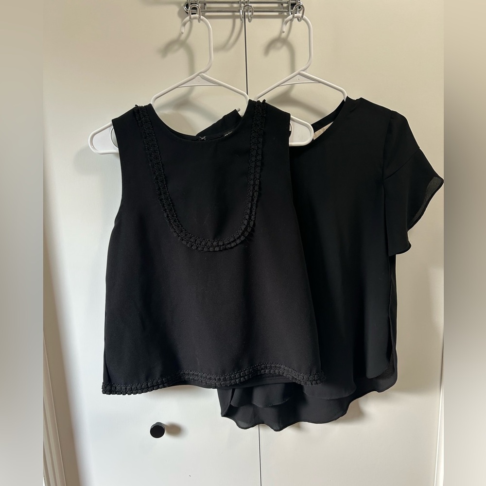LOFT Black Sleeveless and Short Sleeve Blouses